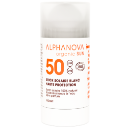 Stick Solaire Blanc Visage SPF 50 – Haute protection, Résistant à l'eau – Cosmétiques Alphanova Finistère