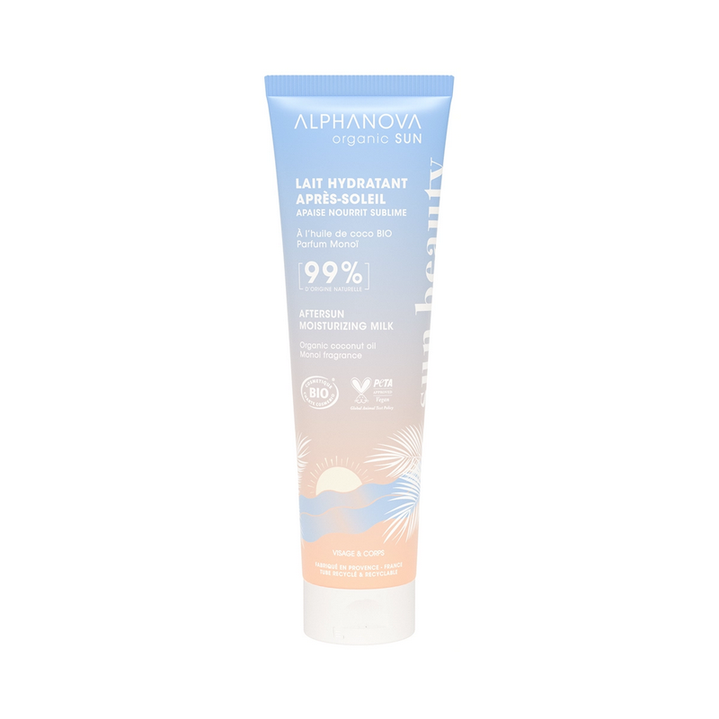 Lait Après-soleil Hydratant Corps et Visage – Huile de coco, parfum Monoï – Cosmétiques Alphanova Finistère