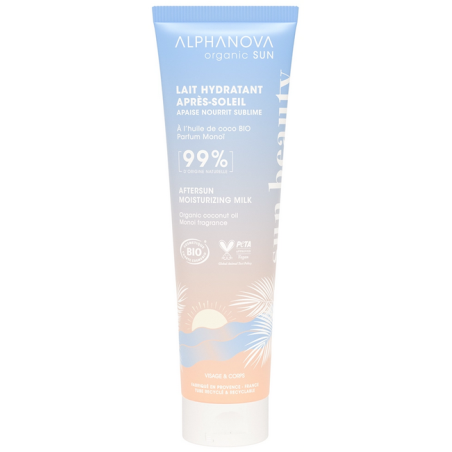 Lait Après-soleil Hydratant Corps et Visage – Huile de coco, parfum Monoï – Cosmétiques Alphanova Finistère