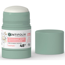 Déodorant Rechargeable Stick Coton 48h –  5 en 1, Apaise, Protège, Anti-odeur, Anti-traces – Cosmétiques Centifolia Finistère