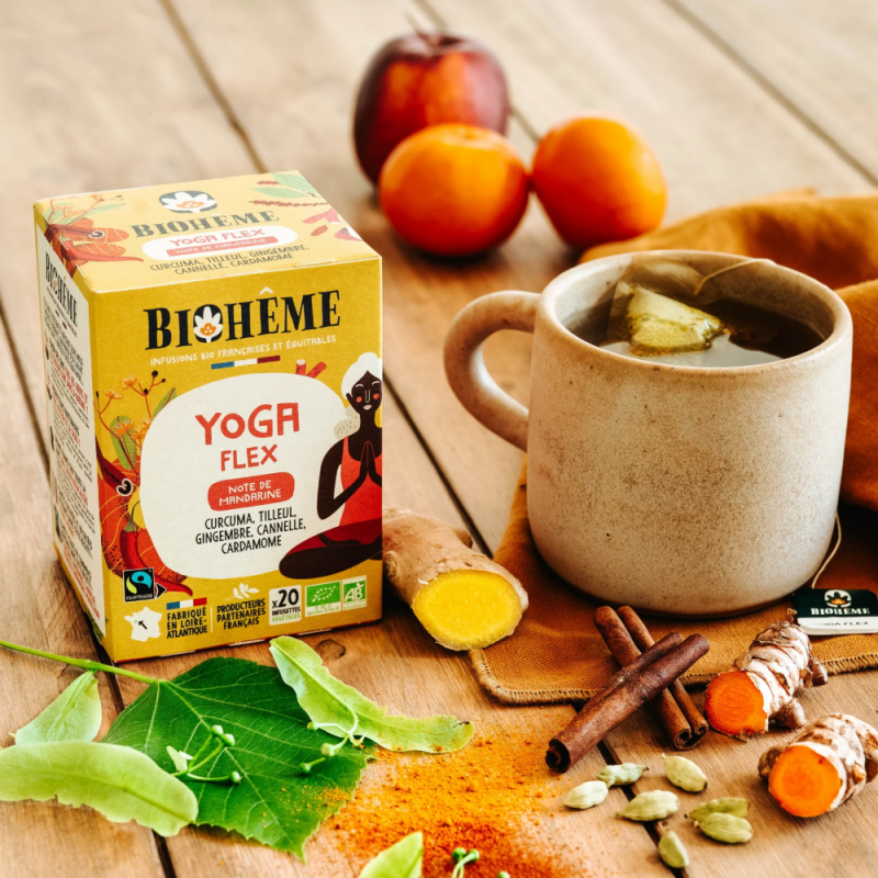 Yoga Flex 20 infusettes – Infusion Détente, Articulations, Souplesse, Tonus – Tisanes Biohême Finistère