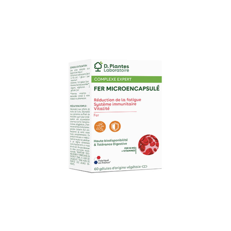 Gélules Fer Microencapsulé – Système immunitaire, Vitalité, Réduction fatigue – Compléments D.Plantes Finistère