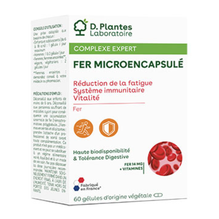 Gélules Fer Microencapsulé – Système immunitaire, Vitalité, Réduction fatigue – Compléments D.Plantes Finistère