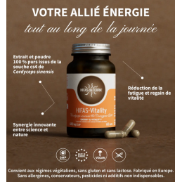 Hifas Cordyceps vitality 60 gélules –  Énergie et Vitalité – Complément Champignons Hifas da Terra Finistère