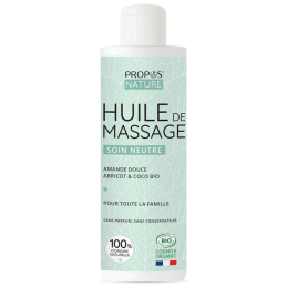 Huile de Massage Neutre - Amande douce, Argan, Coco, Sésame - Soins Cosmétiques Propos'Nature Finistère