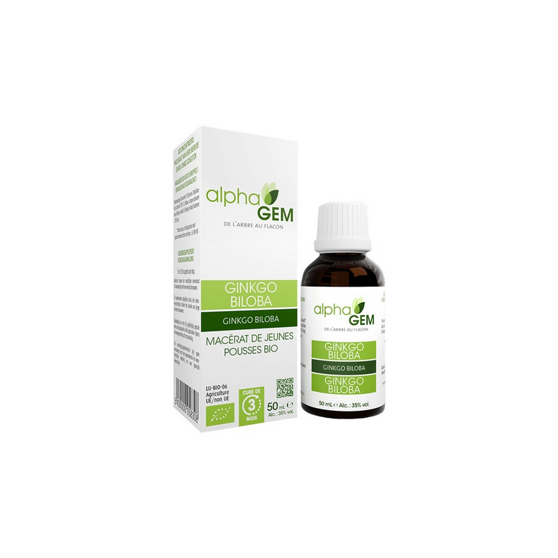 Ginkgo Biloba 50ml – Sphères Circulatoire, Nerveuse, Respiratoire, Digestive - Gemmo Alphagem Finistère