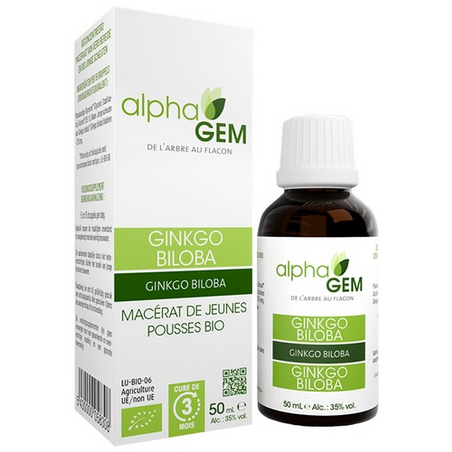Ginkgo Biloba 50ml – Sphères Circulatoire, Nerveuse, Respiratoire, Digestive - Gemmo Alphagem Finistère