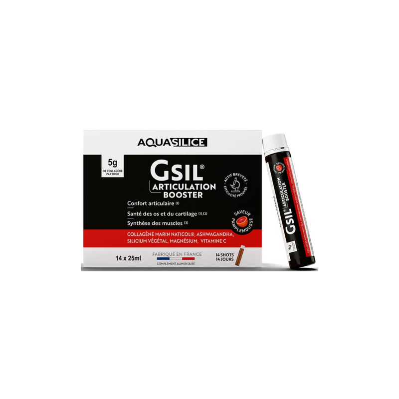 GSIL Articulation Booster Shots – Confort articulaire, os, cartilage, muscles – Compléments articulations Aquasilice Finistère