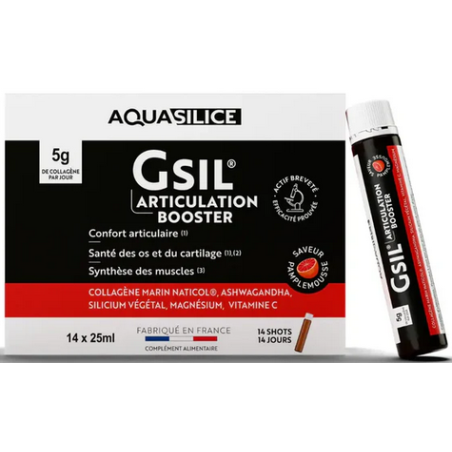 GSIL Articulation Booster Shots – Confort articulaire, os, cartilage, muscles – Compléments articulations Aquasilice Finistère