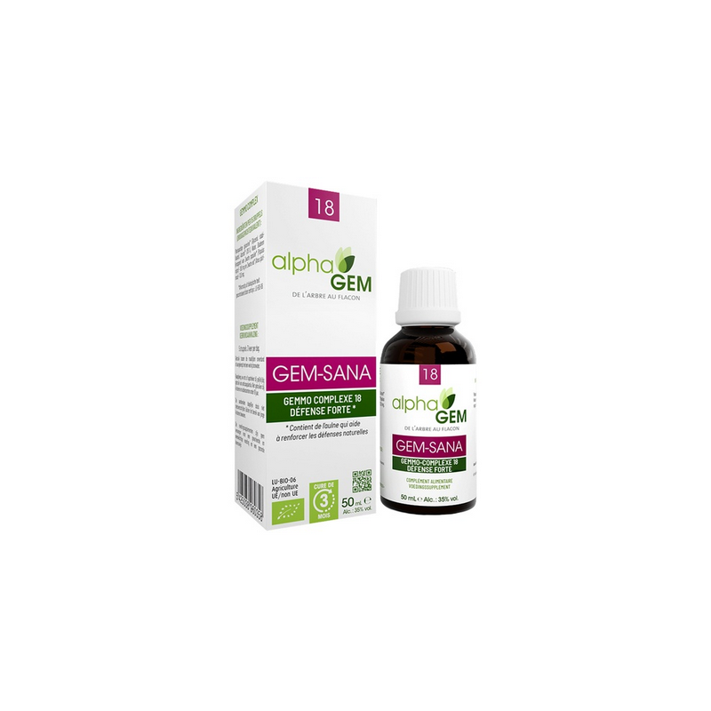 Gem-Sana 50ml Défense Forte – Complexe n°18 Sphère Immuno-respiratoire - Gemmo Alphagem Finistère