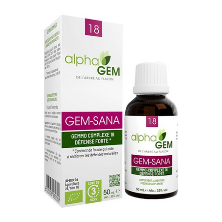 Gem-Sana 50ml Défense Forte – Complexe n°18 Sphère Immuno-respiratoire - Gemmo Alphagem Finistère