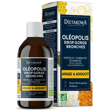 Oléopolis Sirop Gorge 125ml – Calme et adoucit la gorge -  Diétaroma pour calmer et adoucir la gorge
