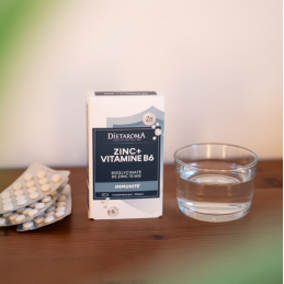 Zinc + Vitamine B6 60 Comprimés – Immunité, Bisglycinate de zinc 15mg – Cure Dietaroma Bretagne