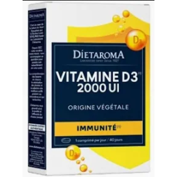 Vitamine D3 2000 UI - 40 Comprimés – Immunité, Origine Végétale – Complément Dietaroma Bretagne
